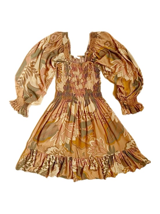 Karlie Dresses & Skirts - Karlie Brand Bohemian Flora & Fauna Smocked Ruffle Dress
